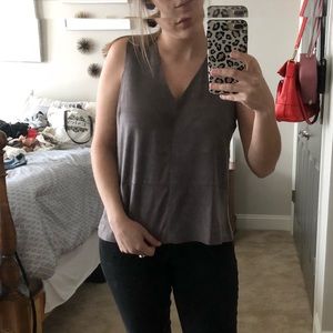 Bishop and Young Gray Suede Vneck Tank Top S